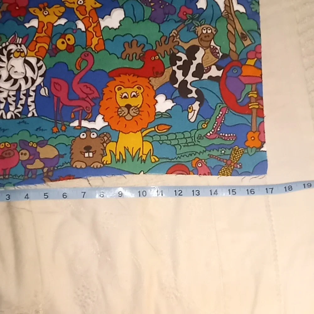 Extra Left Over Fabric Animal Print Noah's Ark Fabric Craft Curtain 44